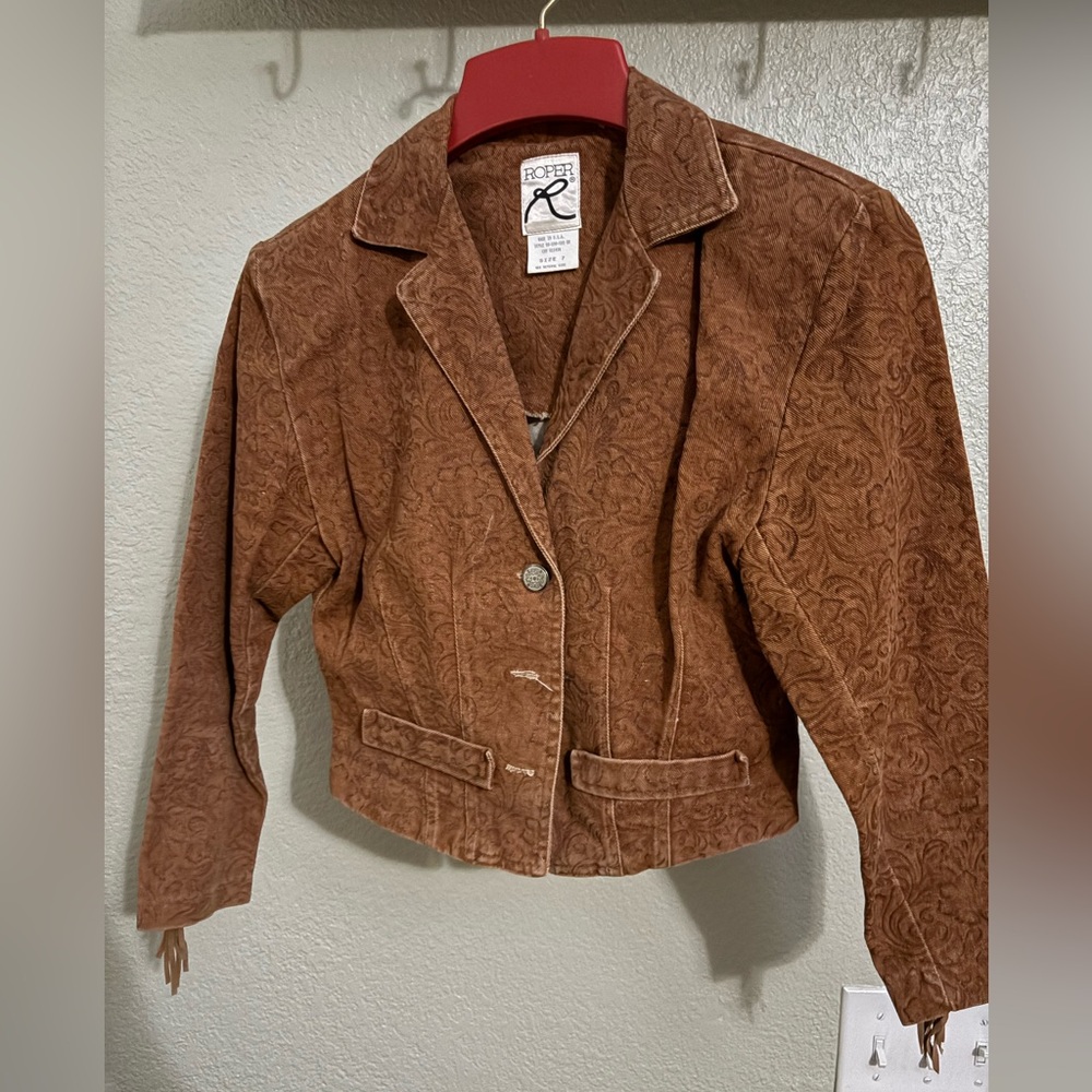 Roper Tan Paisley Cropped Jacket